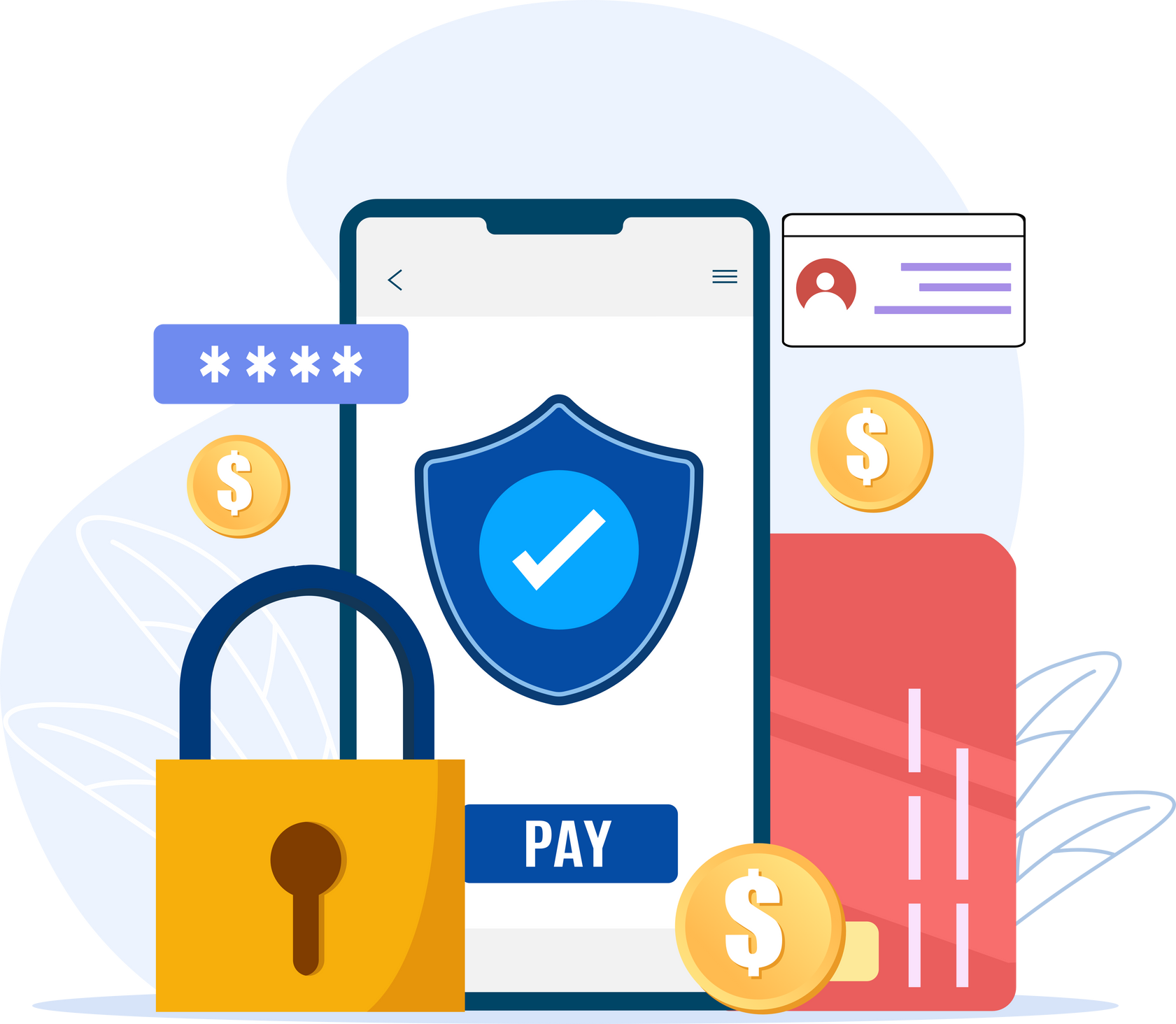 Online Secure payment, personal data security and confidential data protection, Internet Secure payment concept.